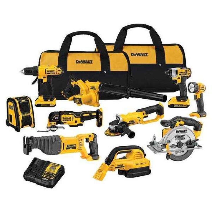 dewalt-20V 10 Tool 2 0Ah Lithium Ion Cordless Power Tool Combo Kit