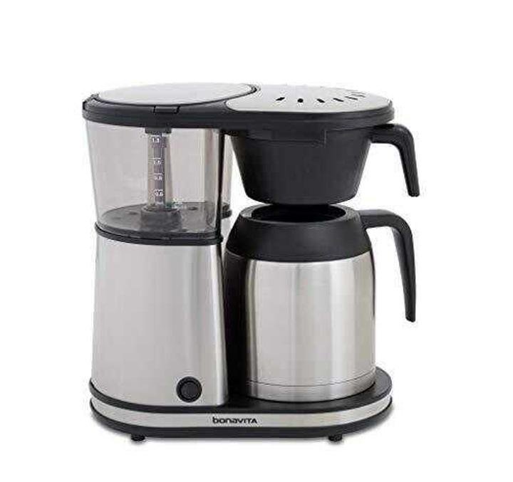 bonavita-connoisseur-8-Cup One-Touch Coffee Maker Featuring Hanging Filter Basket and Thermal Carafe, BV1901TS, Stainless Steel, Chrome