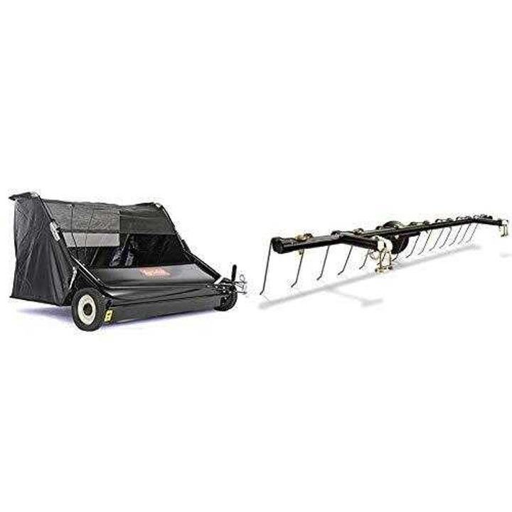 Lawn Sweeper, Black & 45-0343 Tine Dethatcher for All Tow Lawn Sweepers