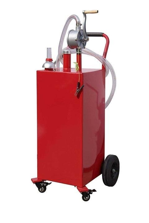arksen-35-Gallon Gas Caddy Fuel Tank Portable Storage Transfer Gasoline with Pump 35-Gallons Capacity, Red