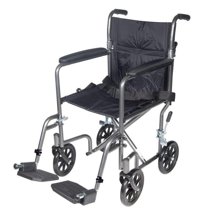 drive-medical-Lightweight Steel Transport Wheelchair, Fixed Full Arms, 17∩∩ Seat