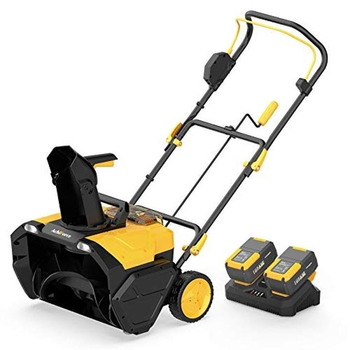 achiforce-snow-blower-20-Inch Cordless Snow Thrower, Electric 40 V Brushless Snow Shovel Kit, 736 lbs./Minute, Dual LED Spotlights, Battery & Quick Charger Included