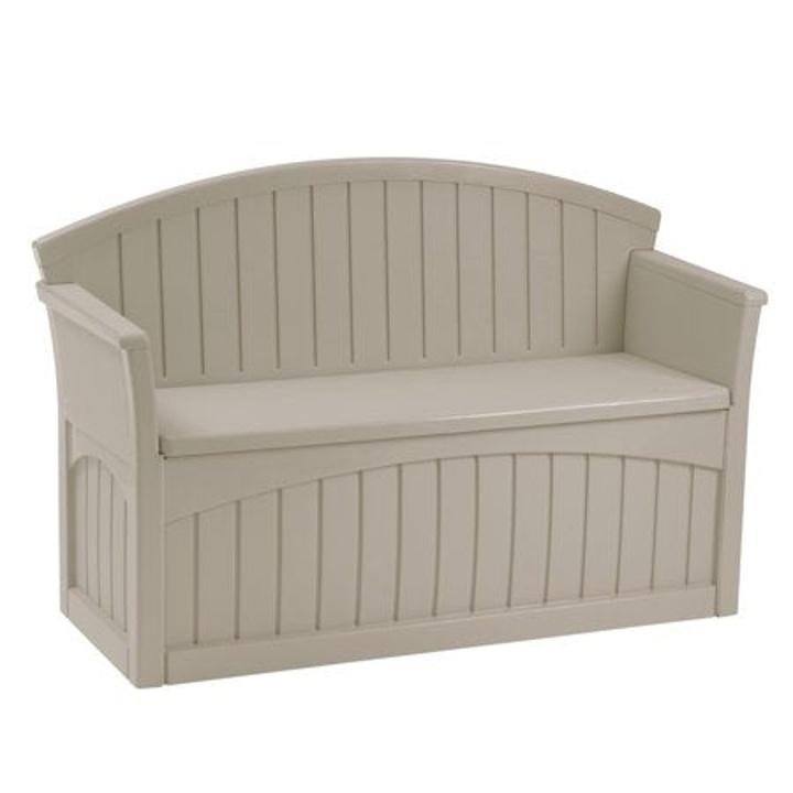 suncast-50 Gallon Outdoor Resin Deck Storage Bench for Patio, Light Taupe, Light Taupe, 52-3/4 in. W x 21 in