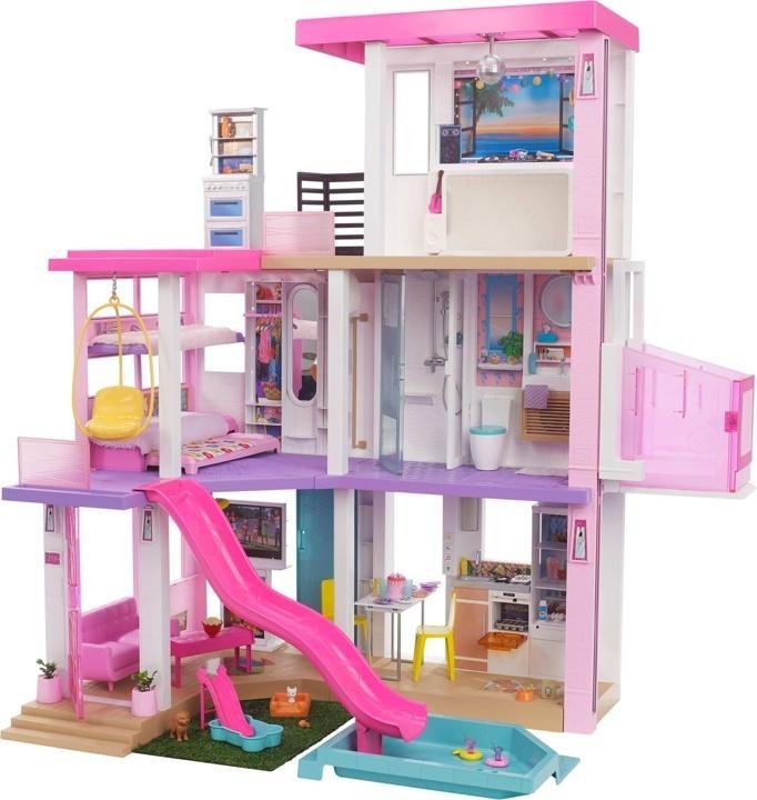 barbie-dreamhouse-(3.75-ft) Dollhouse with Pool, Slide, Elevator, Lights & Sounds, New for 2021