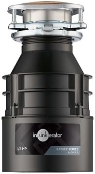 Garbage Disposal, Standard Series 1/2 HP Continuous Feed Food Waste Disposer, Black, Set of 1