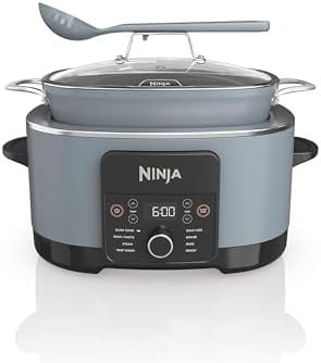 8.5 Quart Multi-Cooker, with 8-in-1 Slow Cooker, Dutch Oven, Steamer, Glass Lid Integrated Spoon, Nonstick, Oven Safe Pot to 500°F, Sea Salt Gray