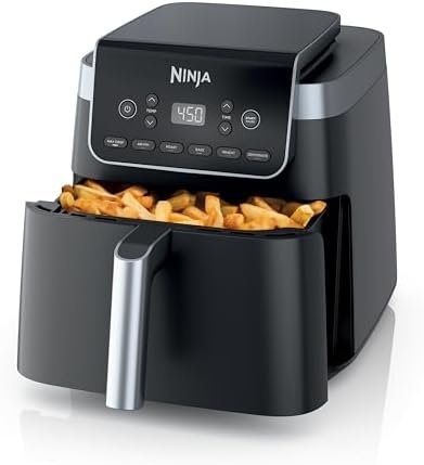 Air Fryer | 6.5 QT Pro XL Capacity fits 9lbs of Wings | 6-in-1 Max Crisp, Air Fry, Roast, Bake, Reheat & Dehydrate | Nonstick Basket, Crisper Plate & Recipe Guide | Grey