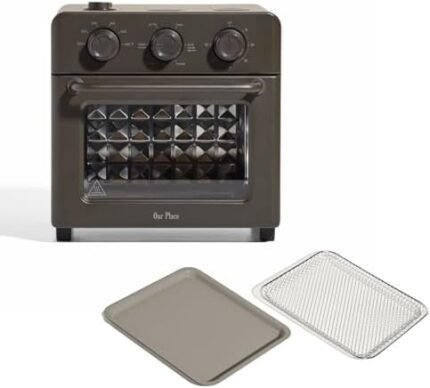 6-in-1 Air Fryer Toaster Oven with Steam Infusion | Countertop Convection Oven Combo with Extra Bake Pan & Air Fryer Basket | Non-toxic, PFAS-Free Duo | Char