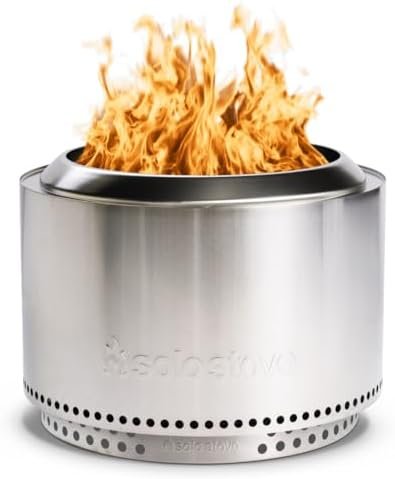 27 Inch Smokeless Fire Pit with Removable Ash Pan - Wood Burning Portable Stainless Steel Outdoor Fireplace, Stainless Steel, Ideal for 6 or More People, 38 lbs