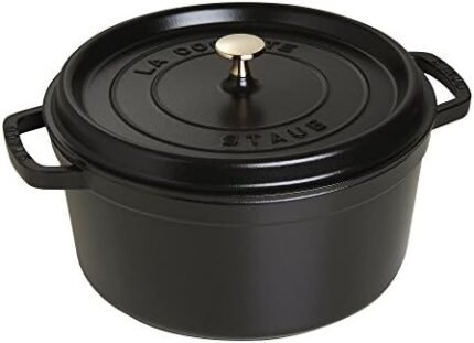 Cast Iron Dutch Oven 7-qt Round Cocotte, Serves 7- 8, Black Matte