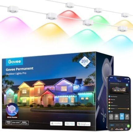 Permanent Outdoor Lights Pro, 200ft with 120 RGBIC LED Lights for Daily and Accent Lighting, 75 Scene Modes for Outdoor Decor, IP67 Waterproof, White