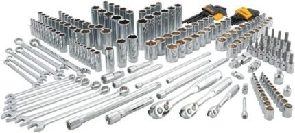 204-Piece Tool Set , 1/4" & 3/8" & 1/2" Drive, Metric/ SAE Deep and Shallow Sockets, 3/8" Hex Bits, Torx Bits, Spark Plugs, Wrenches
