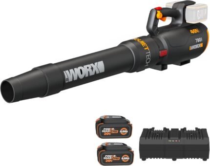 Cordless Leaf Blower, Electric Blower with 780 CFM & 190 MPH, Brushless Lawn Blower with Gas-Like Power & 57 dB, 2 × 4.0 Ah Batteries & Charger Included