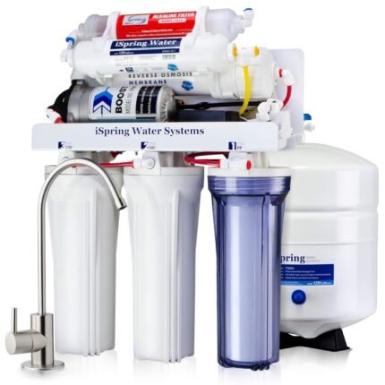 6-Stage Reverse Osmosis System Under Sink Alkaline Water Filter and Pump, RO Drinking Water Filtration System, Patented Top-Mounted Faucet Design for Easy Installation