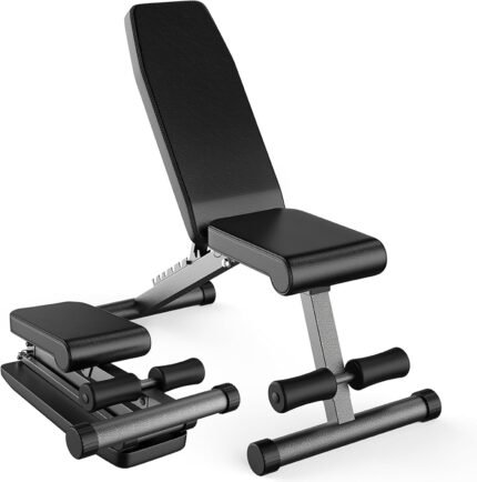 5-in-1 Weight Bench, Adjustable & Foldable for Bench Press, Strength Training and Full Body Workout, Perfect for Dumbbell Sets or an Adjustable Dumbbell Set in Your Home Gym