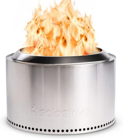 27 Inch Smokeless Fire Pit with Removable Ash Pan - Wood Burning Portable Stainless Steel Outdoor Fireplace, Stainless Steel, Ideal for 6 or More People, 38 lbs