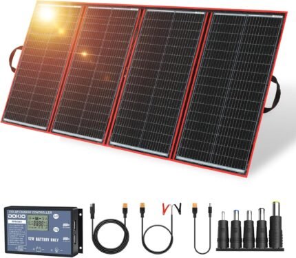 300W Portable Foldable Solar Panel Kit (20x38in, 15.3lb), with Separate Controller and Dual USB, Monocrystalline Charger for 12V Batteries & Power Stations, RV Camping Trailer Emergency Backup