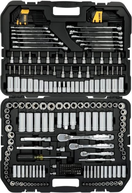 Mechanic Tool Set, 247-Piece, 1/4 in., 3/8 in. and 1/2 in. Drive, SAE, Ratchets, Sockets, Hex Keys, Combination Wrenches, Polish Chrome Finish