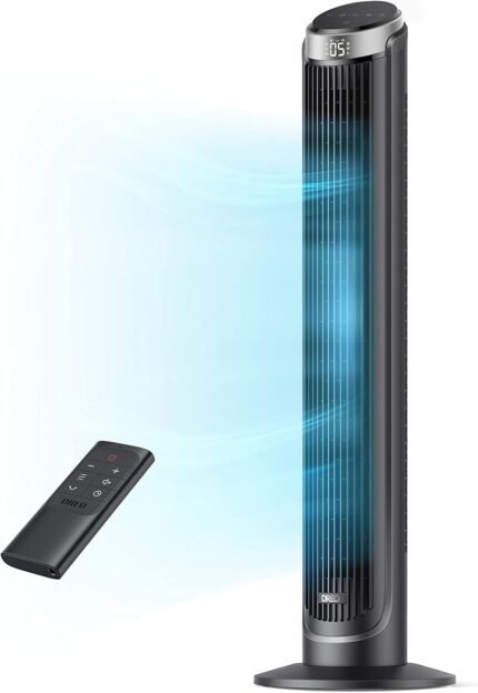 40" Quiet Bladeless Tower Fan, 90° Oscillating Floor Fan with Remote for Indoor Home Office