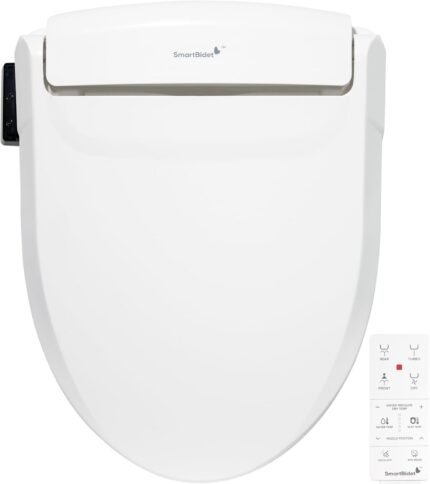 Electric Smart Bidet Toilet Seat with Heated Seat & Warm Air Dryer, Remote Control Elongated Bidet