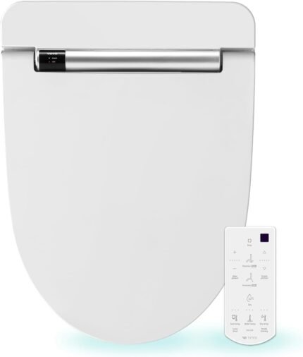 Elongated Electric Bidet Toilet Seat with Warm Water & Dryer, LED Sanitization & Deodorizer