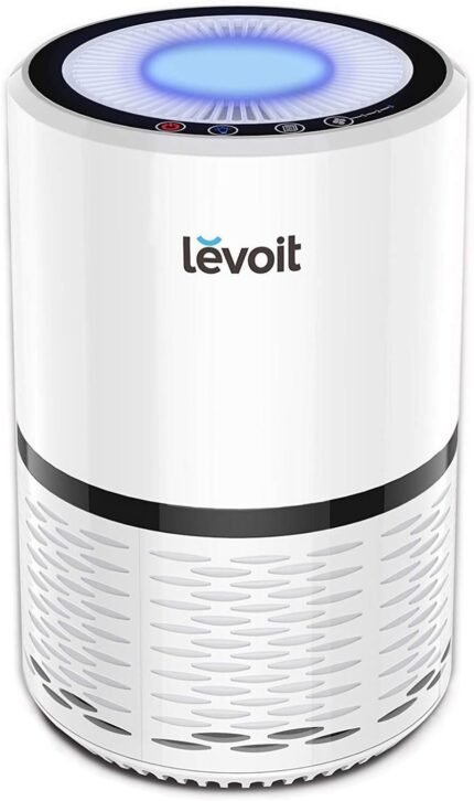 Air Purifier for Home,  High-Efficiency Filter for Smoke, Dust, Pollen, and Odors in Bedroom, Office, or Nursery, Night Light, Quiet Operation, White