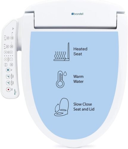 Elongated Electric Bidet Toilet Seat with Heated Seat & Oscillating Nozzle, Warm Air Dryer