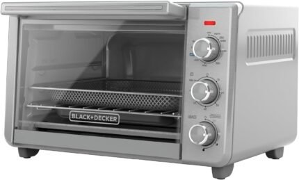 5-in-1 Air Fryer Toaster Oven, Fits 12" Pizza/6-Slice Toast, Convection Air Fry Tech, 60-Min Timer, Stainless Steel