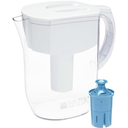 Large Water Filter Pitcher for Tap and Drinking Water with 1 Filter, Lasts 6 Months, 10-Cup Capacity, BPA Free, White