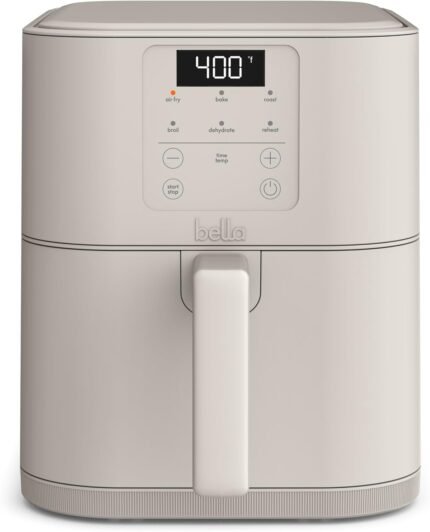 6QT Slim Air Fryer, Space-Saving Design, Ceramic Nonstick Coating, 6 Cooking Presets