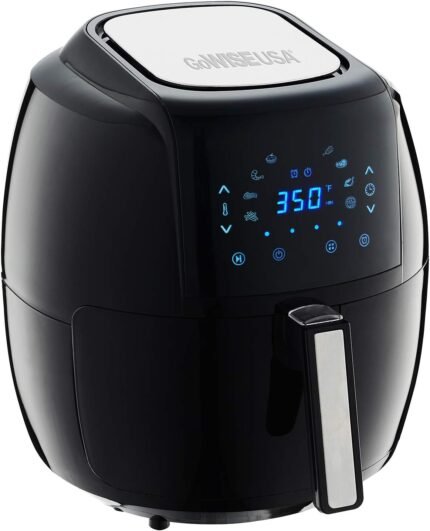5.8QT 8-in-1 Electric Air Fryer, Rapid Air Tech, Touch Screen, Shake Reminder, Black