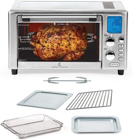 9-in-1 Air Fryer Convection Oven, 360° Quick Cook Technology, 12 Cooking Presets, Stainless Steel, 1500W