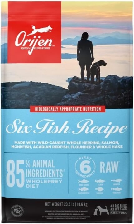 Grain Free Poultry Free High Protein Dry Dog Food Six Fish Recipe 23.5lb Bag