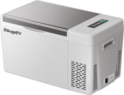 23 Quart Portable Refrigerator Freezer with Insulated Cover 12V/24V DC & 110-240V AC Compressor Cooler Grey