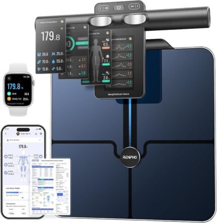 8-Electrode Smart Body Composition Scale, Rechargeable BMI Scale with TFT LCD Handle