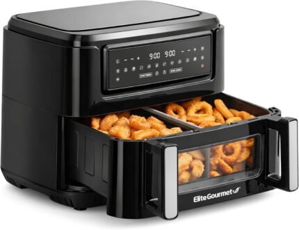 Dual Independent Zone Air Fryer, Dishwasher Safe, Multi-Functional Cooking, Compact Design