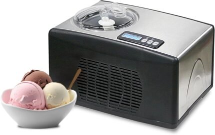 Ice Cream Maker Machine 1.6 Qt. Automatic with Built-In Compressor, LCD Digital Display & Timer, No Pre-Freezing