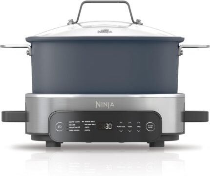 8-in-1 Versatility, One-Pot Faster Cooking Replaces 10 Tools, Family-Sized Capacity with Adjustable Temp Control, 6.5 quarts, Midnight Blue
