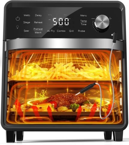 Multifunctional Air Fryer Oven Grill, All-in-One Cooking, Stainless Steel Finish, Family-Sized Capacity