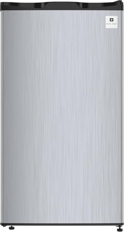 3.2 Cu.Ft Compact Mini Fridge with Freezer Automatic Defrost Reversible Door Stainless Steel