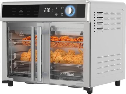 12-in-1 Air Fryer Toaster Oven Combo, Countertop Convection, French Doors, Stainless Steel Finish