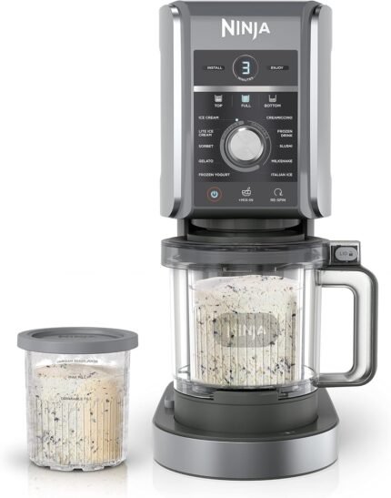 Ice Cream Maker, Treats and Frozen Desserts, Sorbet, Milkshakes, Yogurt and More, 11-in-1 Programs, XL Capacity, Includes Two 24-oz Family-Size Tubs, Silver