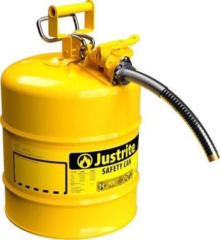 5 Gallon Type II Yellow Safety Can for Diesel with Flame Arrester, Self-Closing Lid, and 1" Flexible Metal Spout,Galvanized Steel Flammable Storage Can