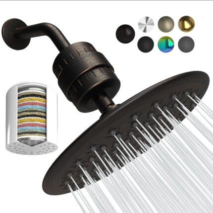 9.5" Round Filtered Shower Head with 23-Stage Filtration, High Pressure Oil-Rubbed Bronze