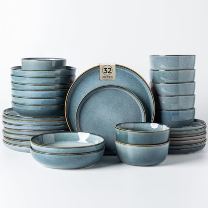 Stoneware Dinnerware Set Chip-Resistant Dishwasher Microwave Safe Tableware Set