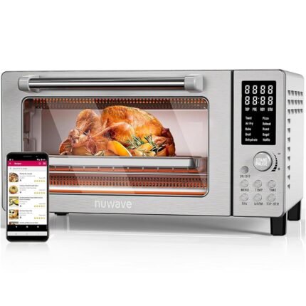21QT 10-in-1 Air Fryer Toaster Oven, 1800W Convection, 50-450°F, 0-100% Top/Bottom Heat Adjust, PFAS-Free, Brushed Stainless Steel
