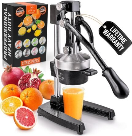 Kitchen Cast Iron Juicer - Easy-to-Clean Heavy-Duty Manual Juicer, Professional Citrus Juicer - Stainless Steel Lemon Squeezer - Manual Citrus Press & Orange Squeezer - Orange Juicer (Black)