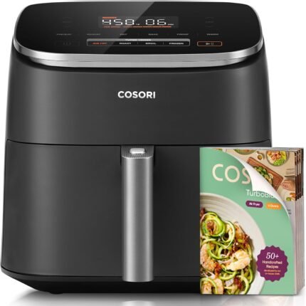 6.0QT Air Fryer 10-in-1, 5-Speed Airflow, 90-450°F Temp Control, Quiet Operation