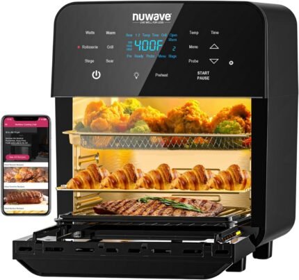 Multi-Function Rotisserie Air Fryer Oven, Integrated Thermometer, Smart Cooking Technology, Stainless Steel