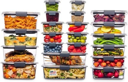 BPA Free 44-Piece Food Storage Containers Set Airtight Leak-Proof with Lids for Meal Prep Lunch and Leftovers